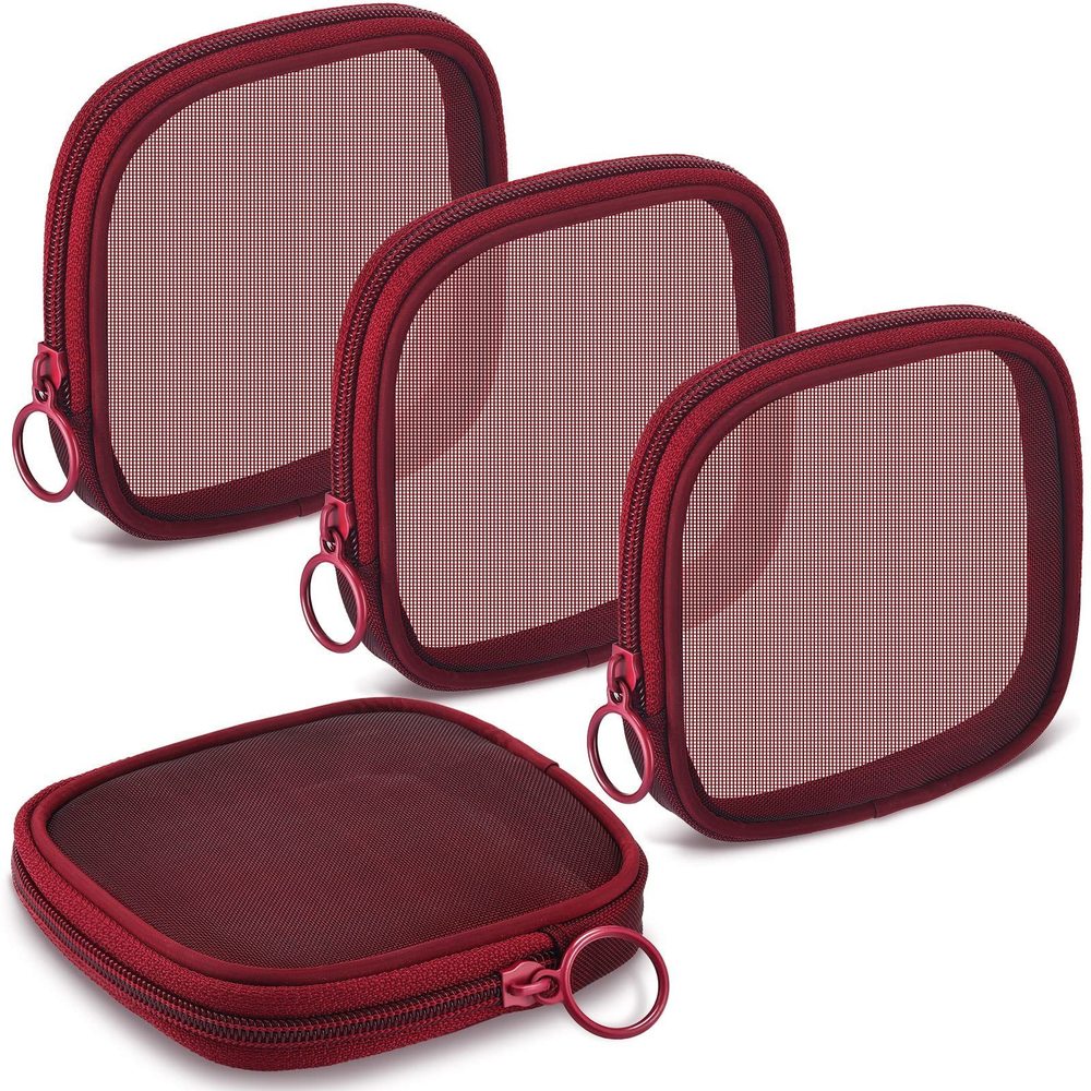 4 Pcs Mesh Makeup Bag Mesh Cosmetic Bag Travel Toiletry Pouch With Zipper Mini😙